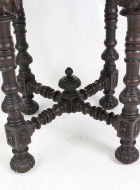 Victorian Carved Oak Octagonal Table by Edwards and Roberts