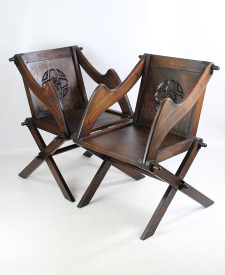 Pair Antique Oak Glastonbury Chairs