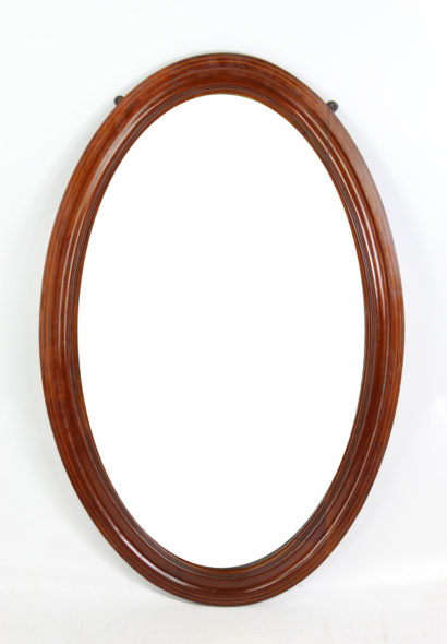 Large Edwardian Inlaid Mahogany Oval Mirror