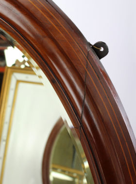 Large Edwardian Inlaid Mahogany Oval Mirror