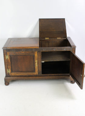 1920s Oak Coffer TV Cabinet