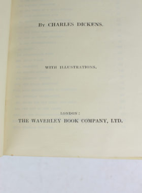Charles Dickens Books in Oak Bookcase Circa 1910
