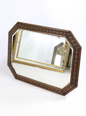 Vintage Oak Framed Octagonal Mirror