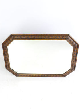Vintage Oak Framed Octagonal Mirror