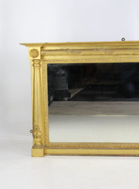 Large Antique Regency Gilt Overmantle Mirror
