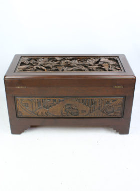 Vintage Carved Chinese Camphor Wood Trunk