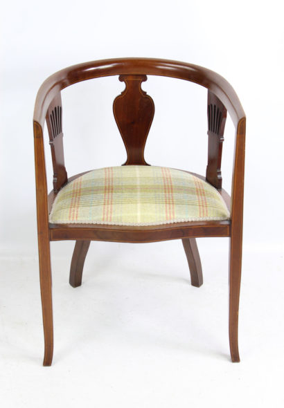 Antique Edwardian Mahogany Inlaid Tub Chair