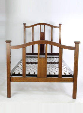 Pair Antique Single Mahogany Inlaid Beds