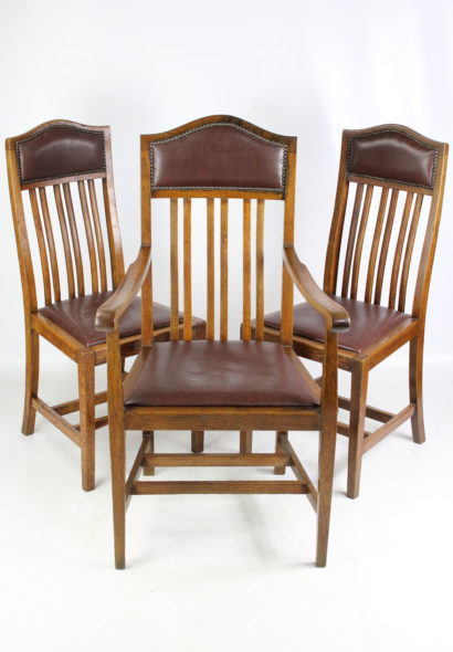 Arts and Crafts Oak Edwardian Chairs