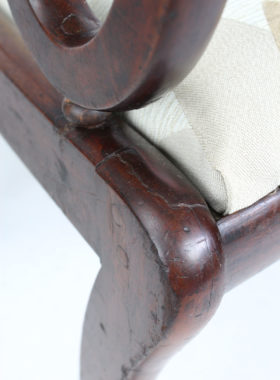 Pair Victorian Mahogany Open Armchairs