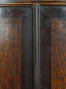 Antique Georgian Oak & Inlaid Bow Front Corner Cupboard