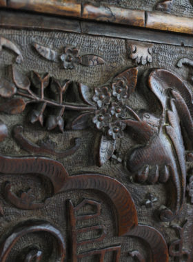 Large Edwardian Dragon Carved Fire Screen