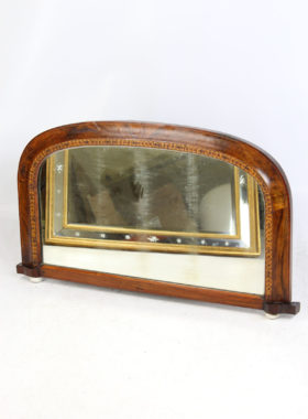 Victorian Walnut Marquetry Overmantle Mirror