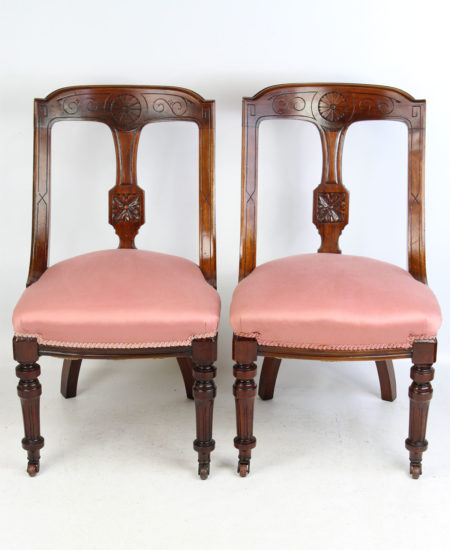 Pair Victorian Mahogany Sling Back Chairs