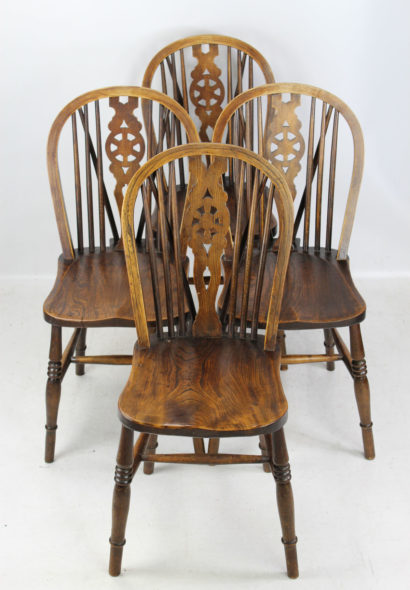 Set 4 Antique Elm Kitchen Chairs