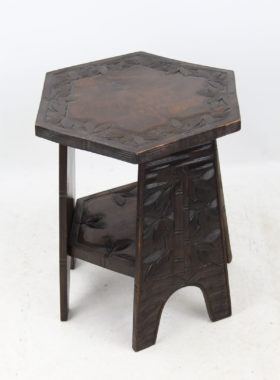 Small Carved Arts Crafts Coffee Table