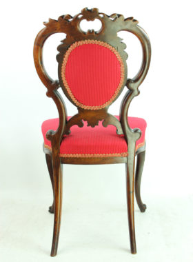Craved Walnut Victorian Balloon Back Chair
