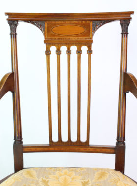 Edwardian Inlaid Mahogany Open Armchair