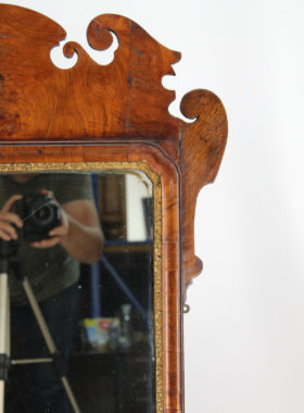 Large Georgian Walnut Fretwork Mirror