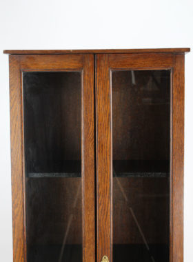 Tall Slim Edwardian Oak Bookcase