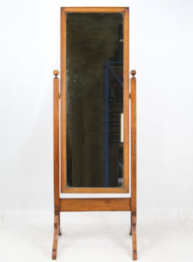 Edwardian Oak Cheval Mirror