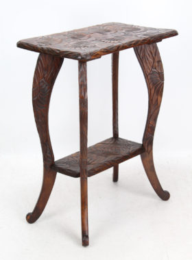 Arts and Crafts Carved Side Table