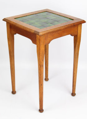 Arts Crafts Oak Tile Top Side Table