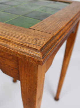 Arts Crafts Oak Tile Top Side Table