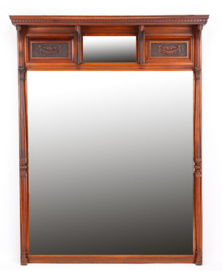 Large Victorian Walnut Overmantle Mirror