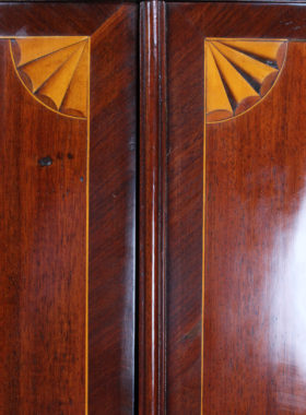 Georgian Inlaid Mahogany Bow Front Corner Cupboard