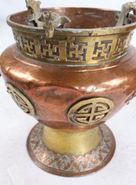 Pair Chinese Copper and Brass Jardinieres