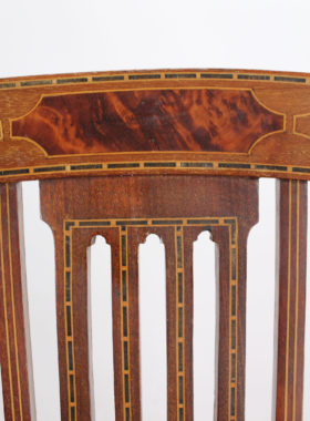 Edwardian Mahogany Inlaid Open Armchair