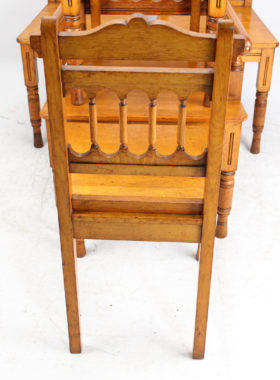 Set 5 Victorian Gothic Revival Oak Chairs