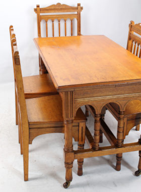 Victorian Gothic Revival Oak Dining Table
