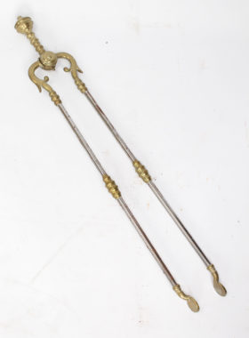 Antique Brass and Steel Fire Irons