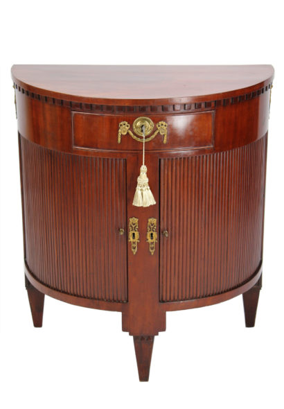 Antique Dutch Tambour Front Demi Lune Cabinet