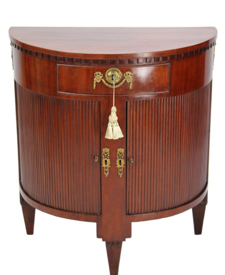 Antique Dutch Tambour Front Demi Lune Cabinet