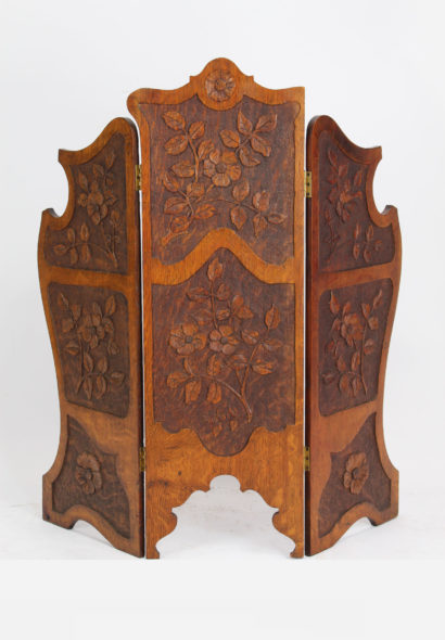 Arts and Crafts Carved Oak Fire Screen