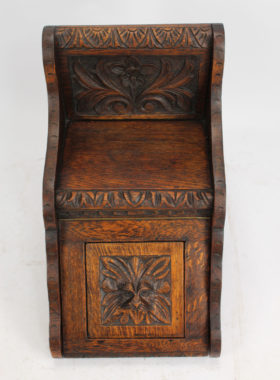 Victorian Gothic Revival Oak Coal Box