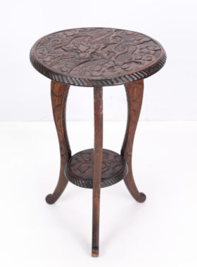 Antique Dragon Carved Japanese Tripod Table