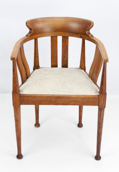 Edwardian Arts Crafts Oak Tub Chair