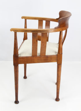 Edwardian Arts Crafts Oak Tub Chair