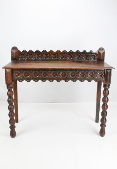 Victorian Gothic Revival Oak Hall Table