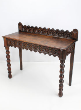 Victorian Gothic Revival Oak Hall Table