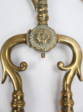 Vintage Swan Head Brass Fire Irons
