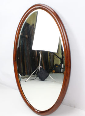 Edwardian Inlaid Mahogany Oval Mirror