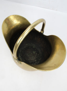 Victorian Brass Helmet Log Bin