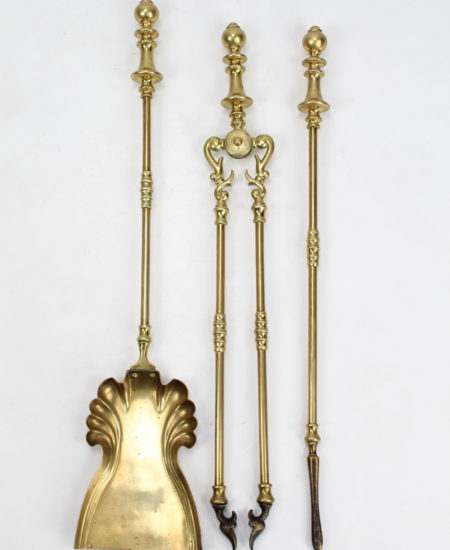 Set Victorian Brass Fire irons