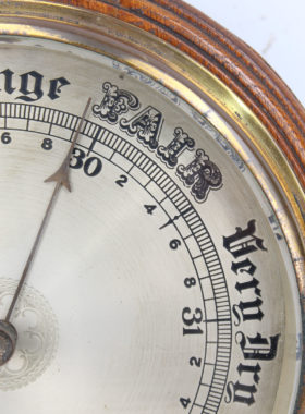 Antique Oak Aneroid Barometer