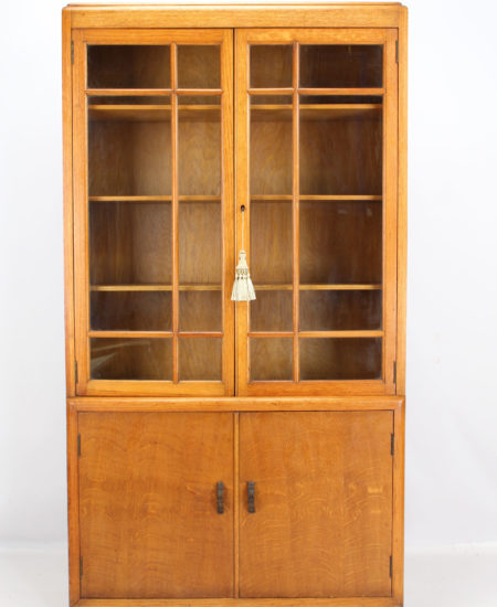 Tall Art Deco Oak Bookcase